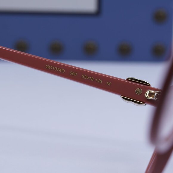 Gucci GG1074O 006 Cat Eye Eyeglasses – Shiny Dark Pink 53mm - Picture 6 of 10